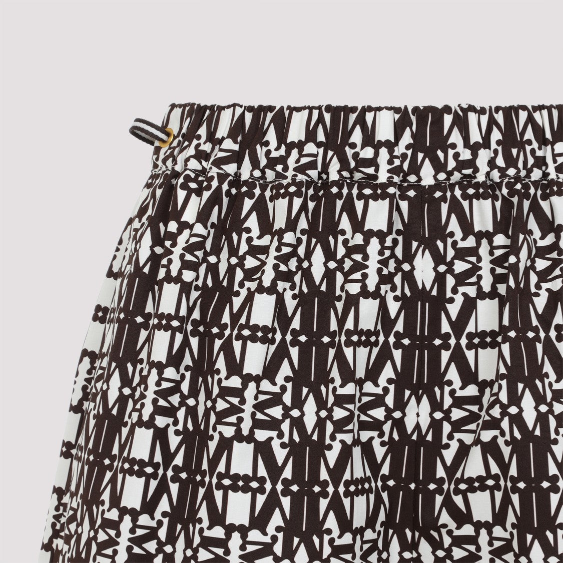 Max Mara Geometric Patterned Brown Shorts With Elastic Waistband