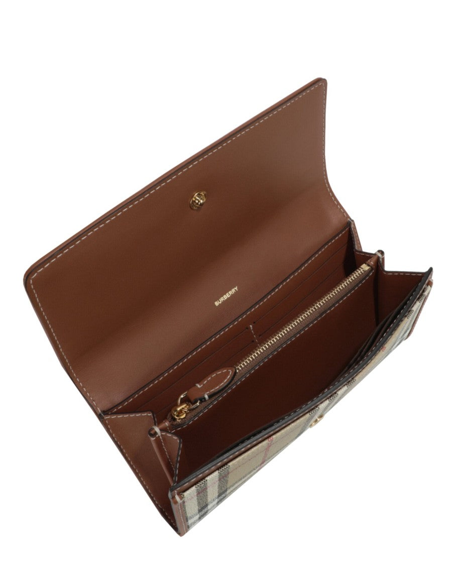Burberry Checked Saffiano Leather Wallet With Gold-Tone Hardware