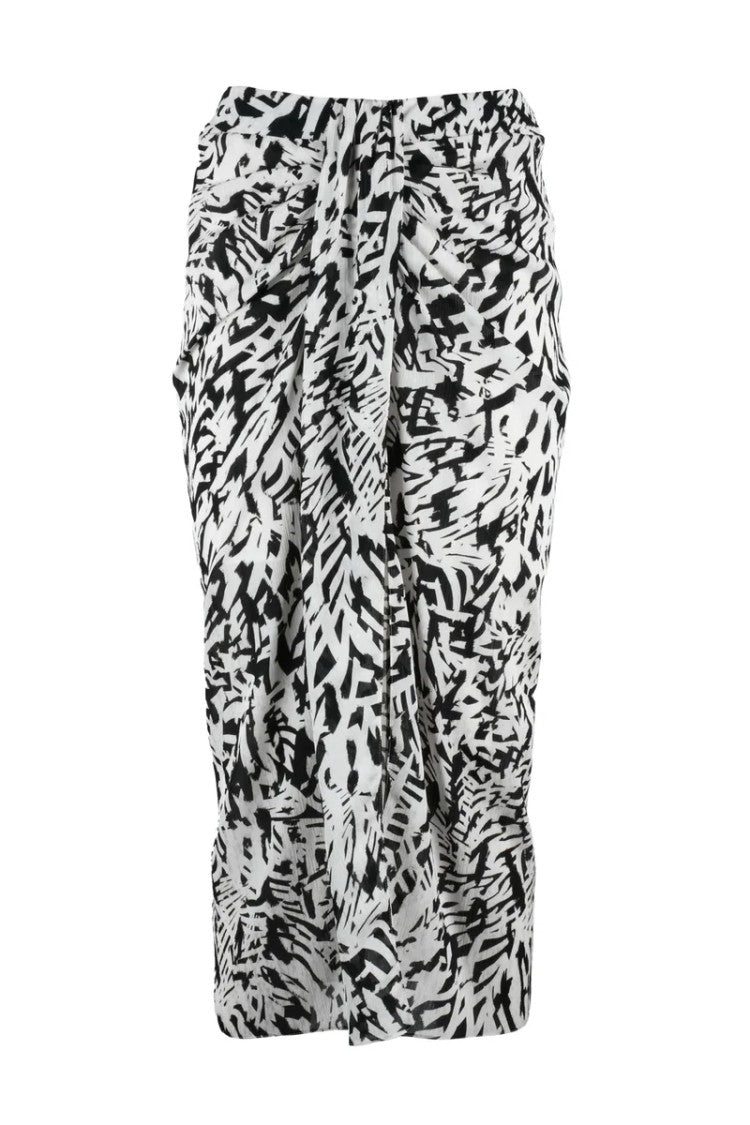 Patrizia Pepe Voile Midi Skirt With Slit - White/Black