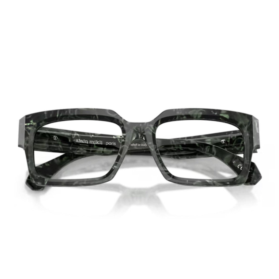 Alain Mikli Green A03548 Acetate Mother-Of-Pearl Rectangular Sunglasses