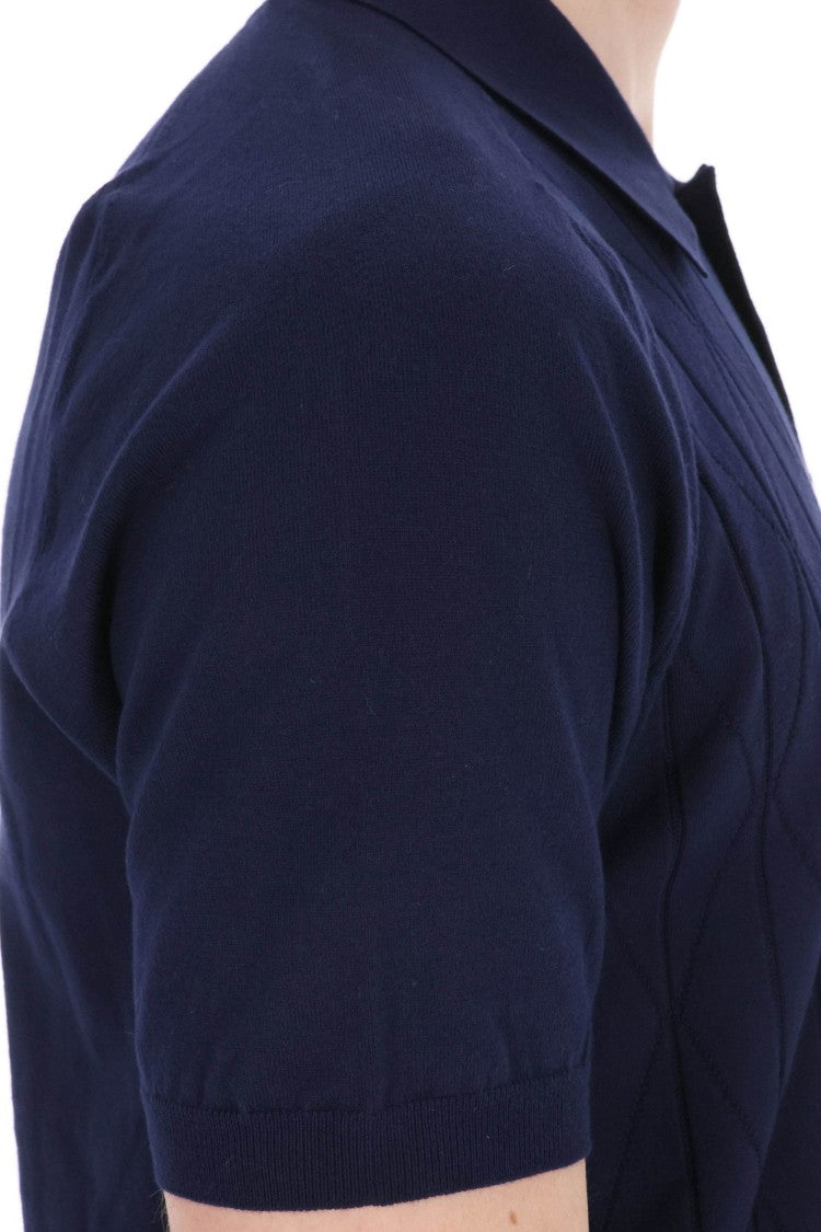 Roberto Collina Special Short Sleeve Rhomboid Pattern Polo