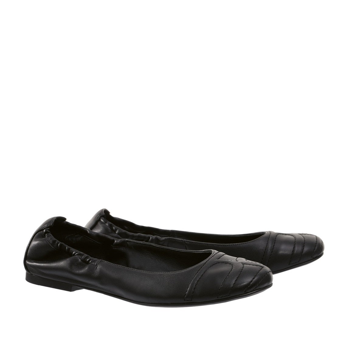 Högl Black Daisy Elasticized Back Leather Ballet Flats