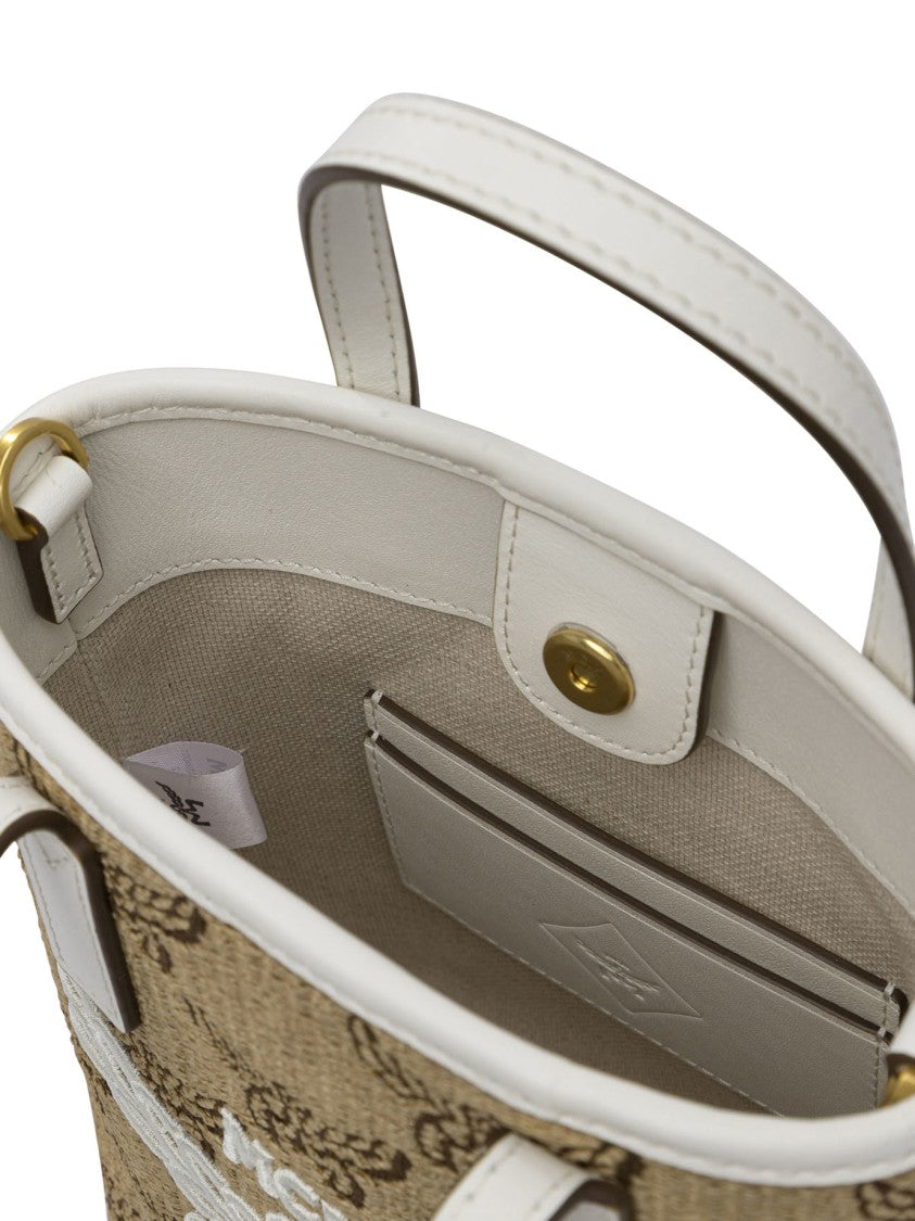 Mcm Structured Beige Handbag With Logo Accents