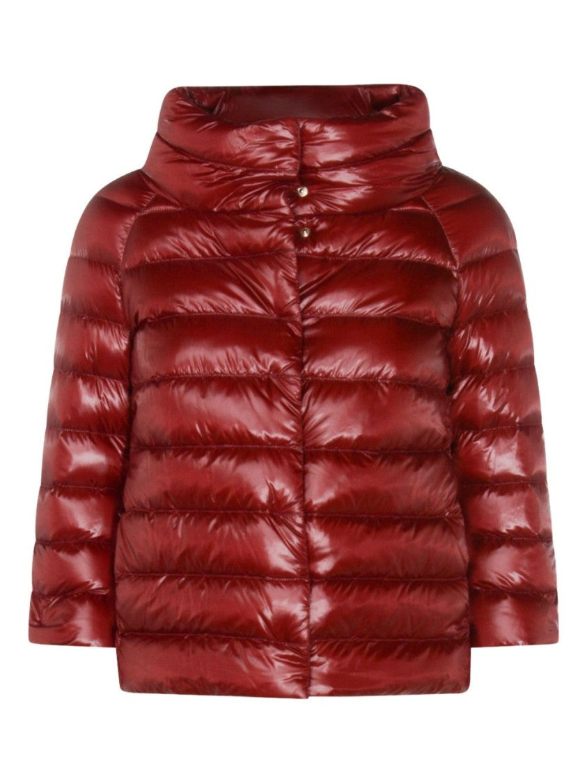 Herno Bordeaux Mini Cape With High Funnel Neck