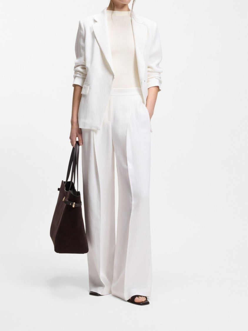 Boss Rancho Flowy White Wide-Leg Pants
