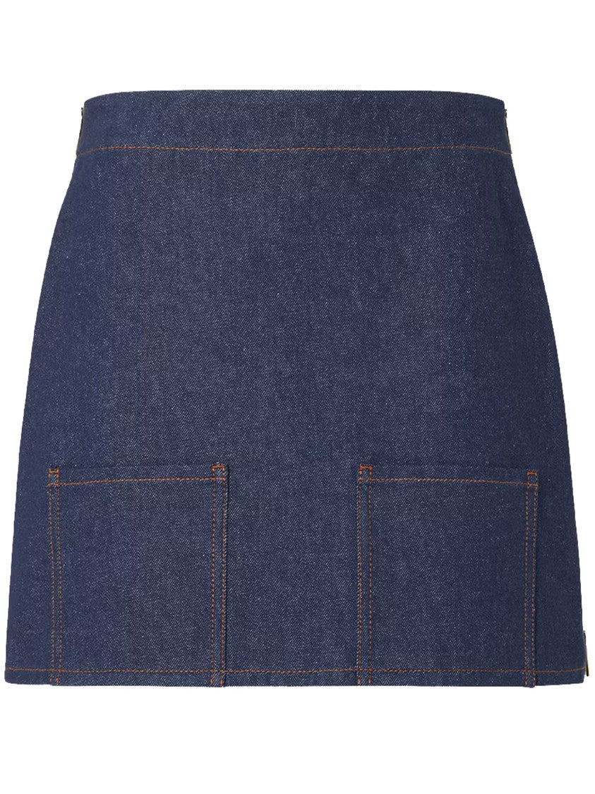 Fendi Ff Reverse Den Indigo Denim Mini Skirt