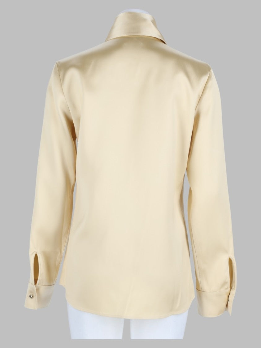 Khaite Powder Pointed Collar Long-Sleeve Viscose Blouse