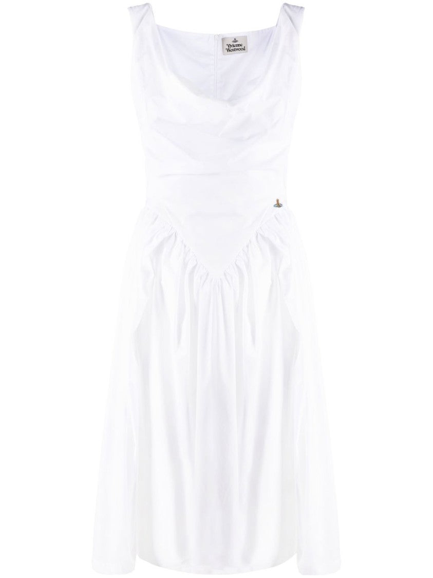 Vivienne Westwood Draped Midi Dress With Fitted Bodice And Gathered Skirt