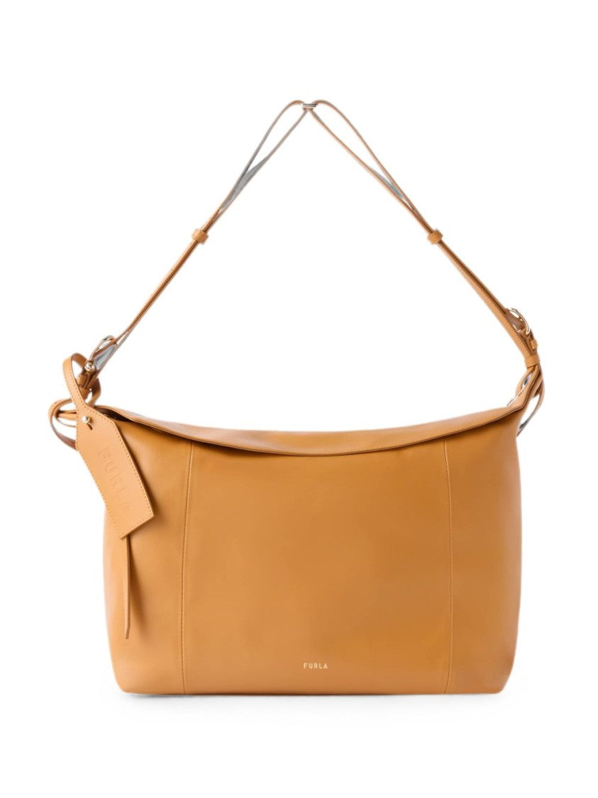 Furla Light Brown Ginevra L Rectangular Leather Shoulder Bag