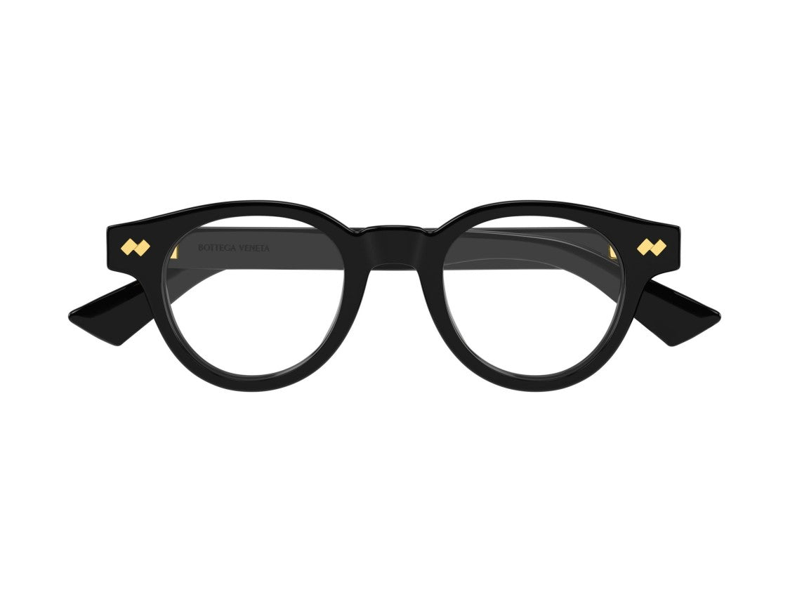 Bottega Veneta Gold Black Bv1443o Acetate Rounded Eyeglasses