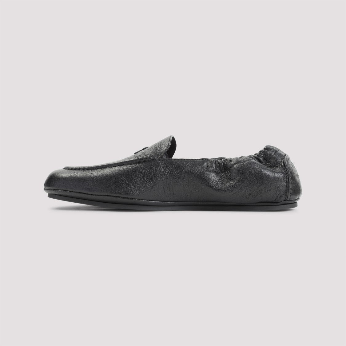 Celine Minimalist Black Goat Skin Loafers With Embossed Logo