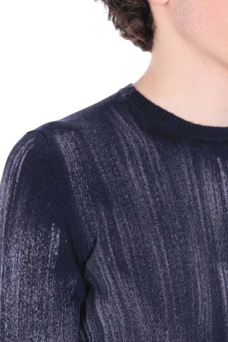 Avant Toi Blue Scratched Cashmere Crewneck Sweater