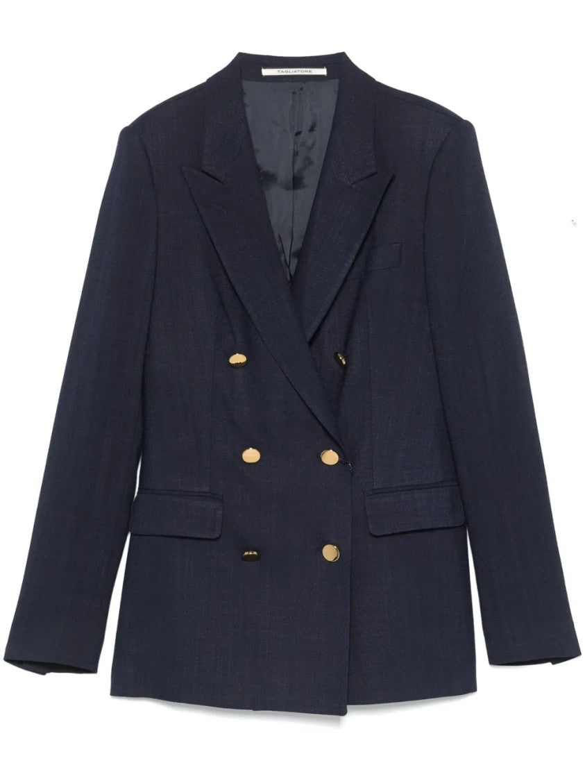 Tagliatore Tailored Double-Breasted Blazer With Sharp Lapels