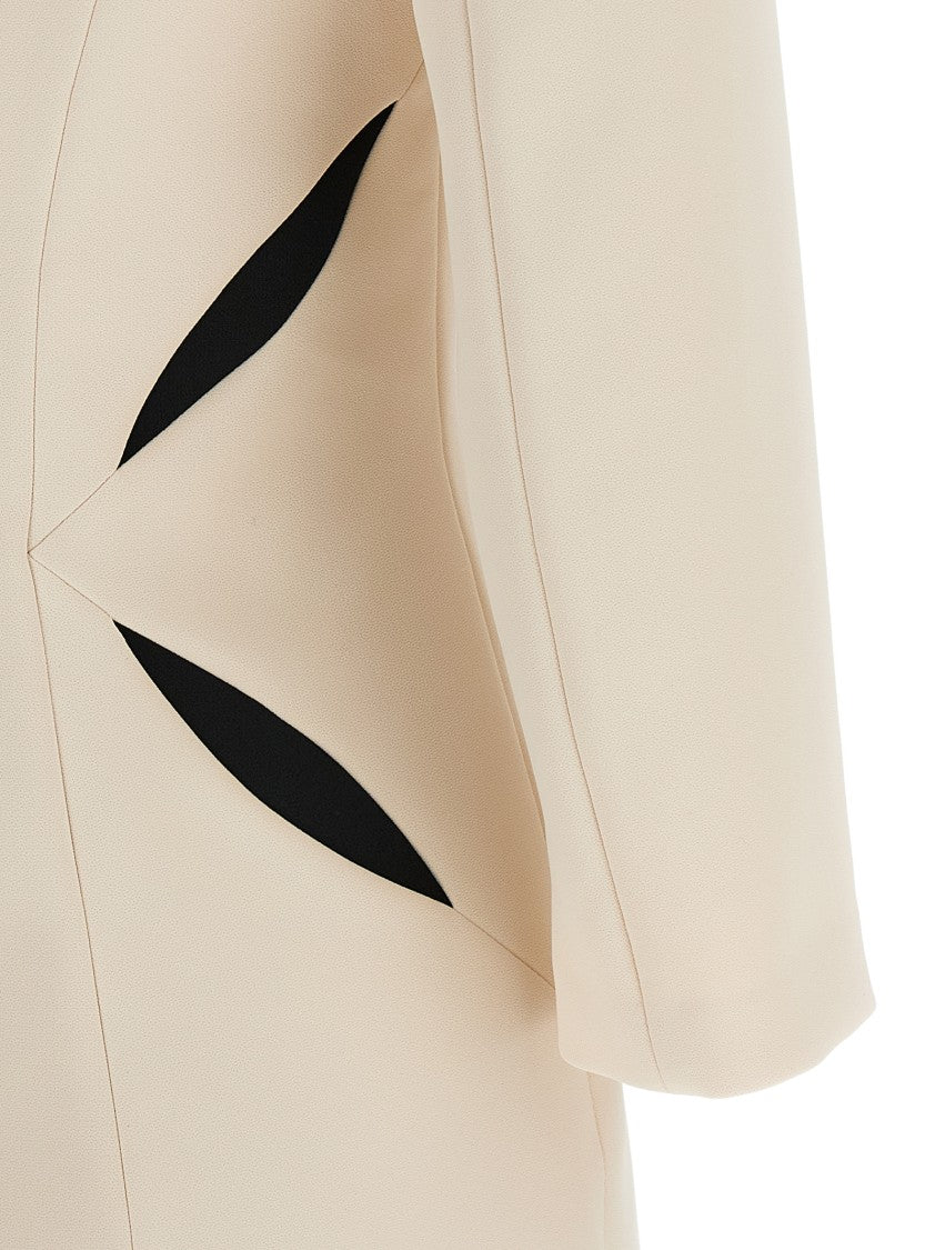 Elisabetta Franchi Cut-Out Mini Dress With Asymmetrical Logo And Contrast Patchwork