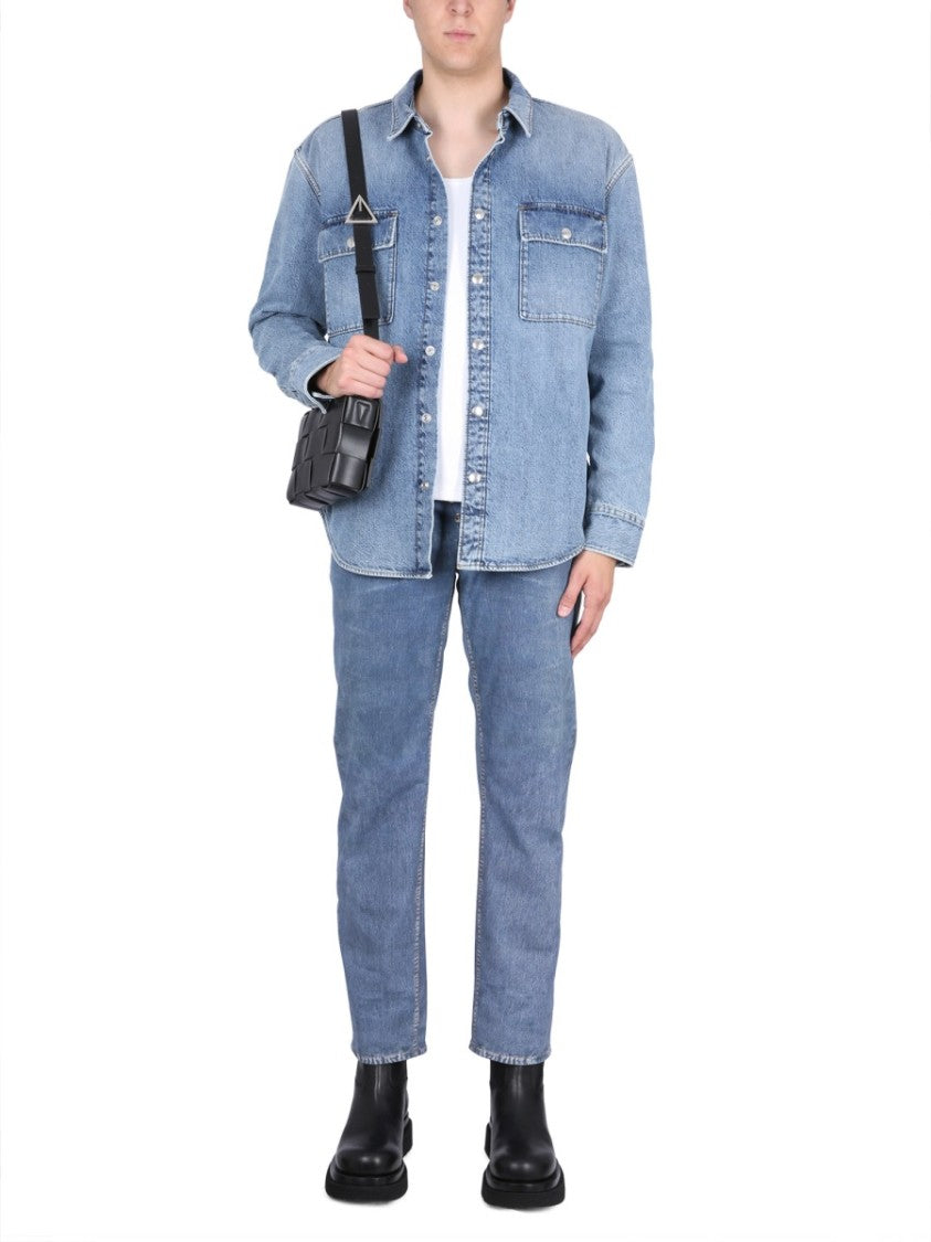 Bottega Veneta Classic Blue Denim Shirt With Structured Silhouette