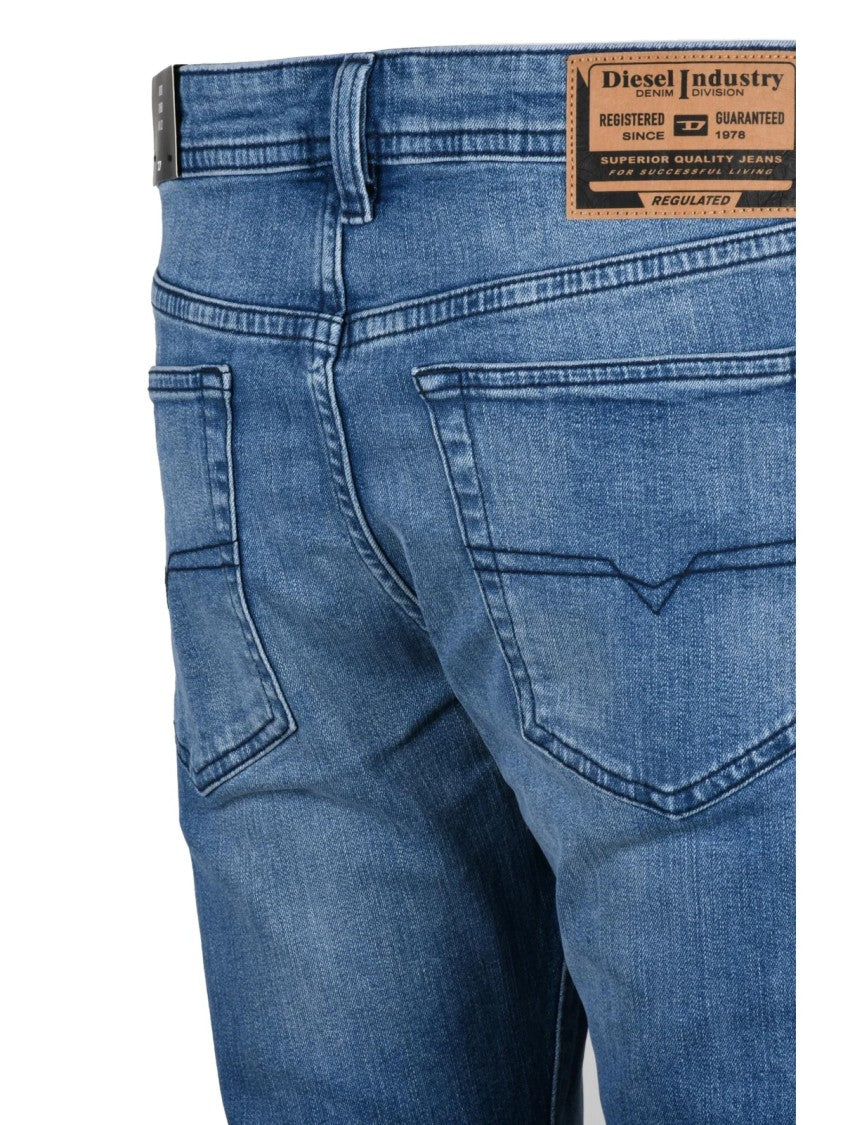 Diesel Blue Stretch Cotton Tapered Jeans