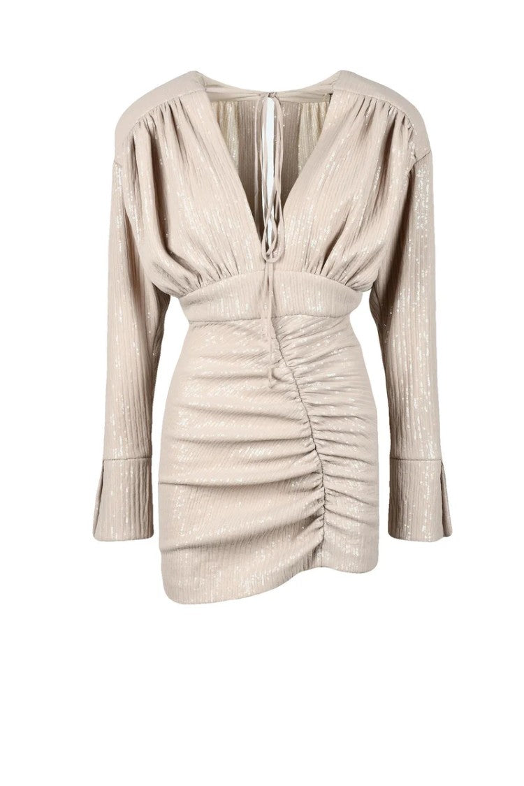 The Mannei Short Sequin Dress - Beige
