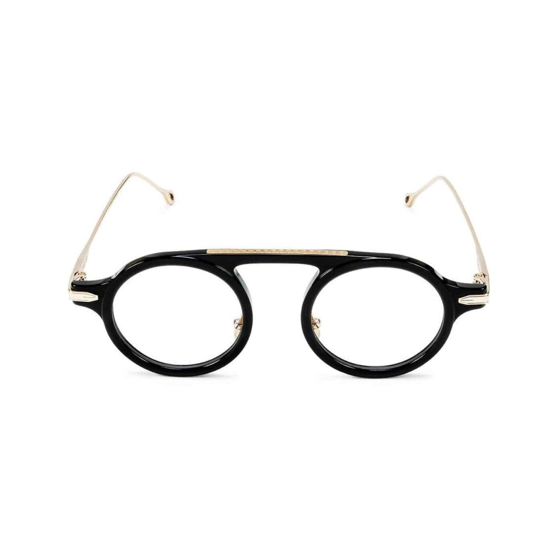 T Henri Elemento Wg Bold Rounded Black Acetate Eyeglasses With Keyhole Bridge