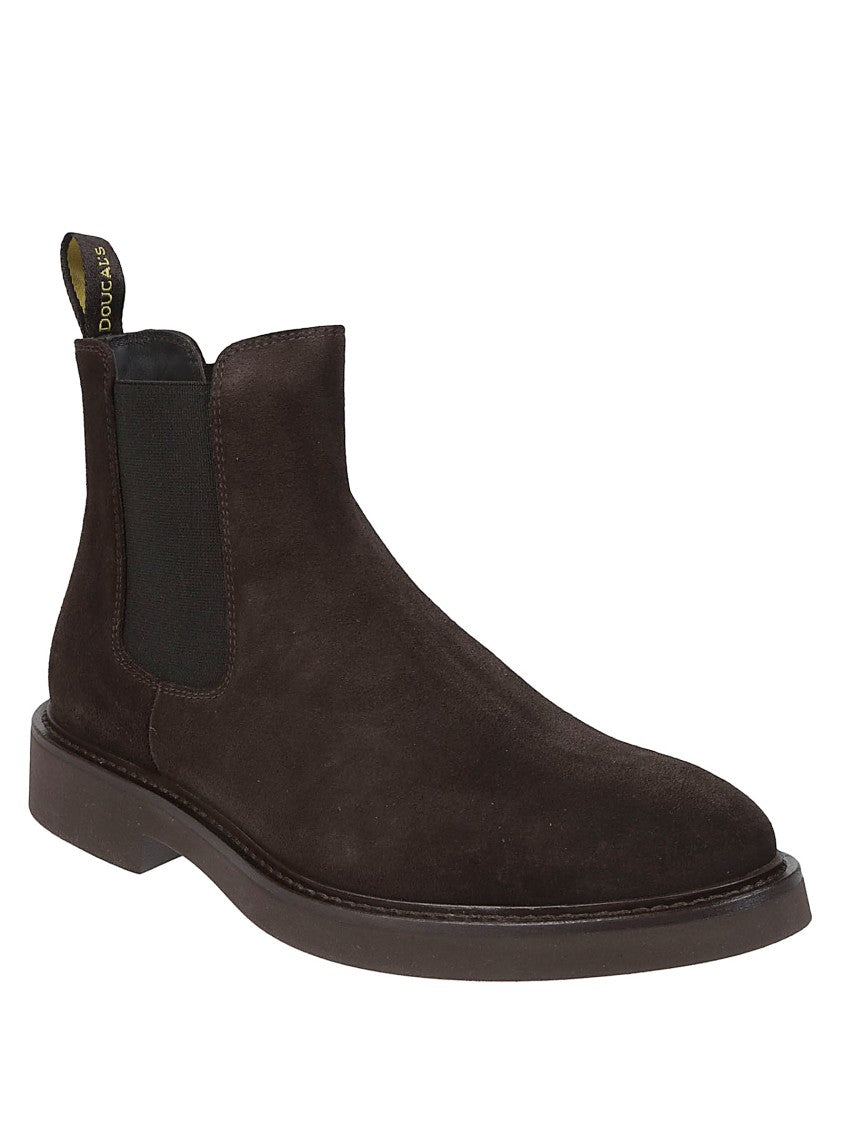 Doucal's Flat Suede Elastic Side Panels Ankle Boots