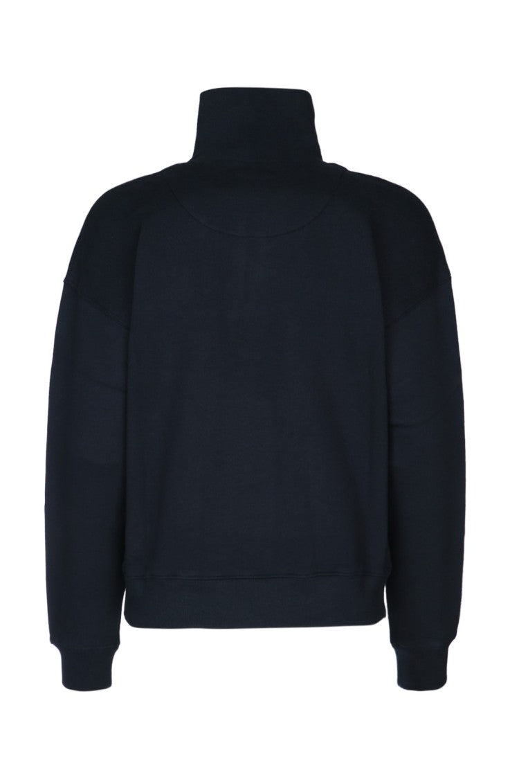 Maison Kitsuné High-Collar Half-Zip Pullover With Subtle Logo Detail