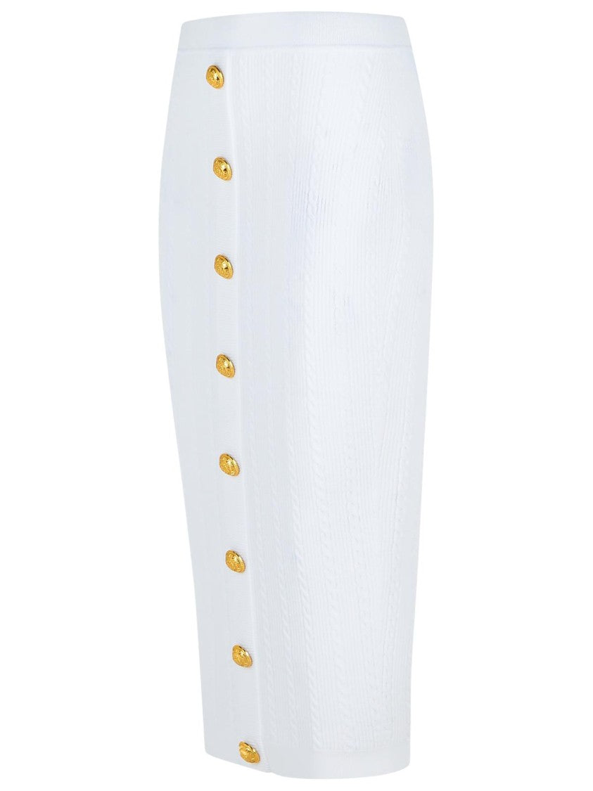 Balmain Long Skirt In White Viscose Blend