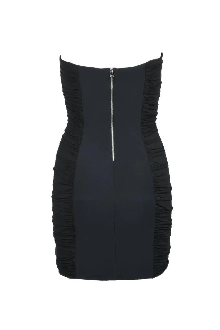 Patrizia Pepe Sera Strapless Mini Dress With Ruched Detailing