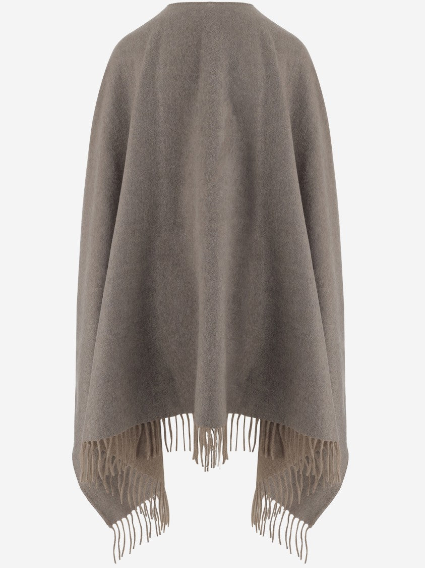 Alonpi Reversible Cashmere Cape With Frayed Hem
