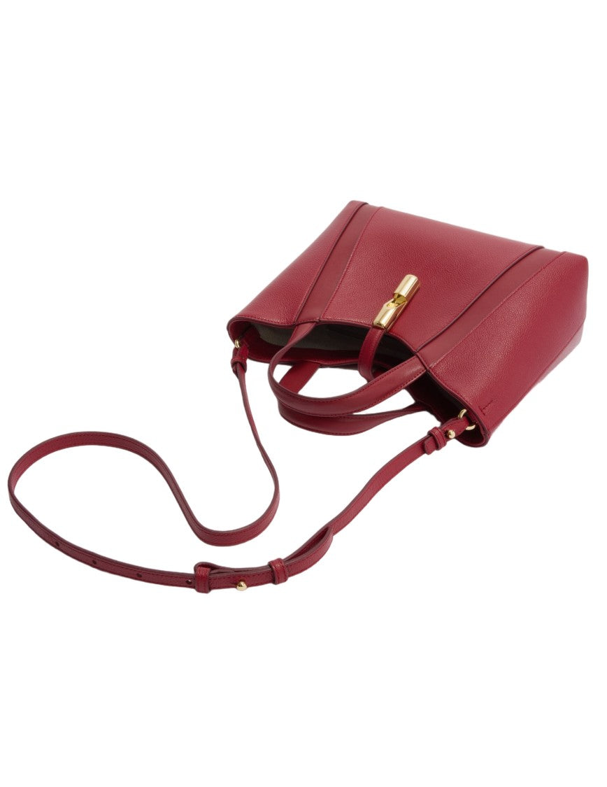 Furla Goccia S Leather Tote Handbag, Cherry Color