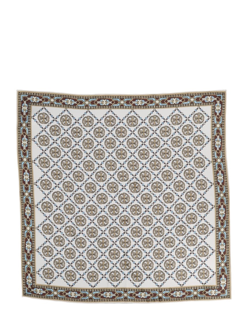 Tory Burch Deco T Monogram Pattern Silk Scarf