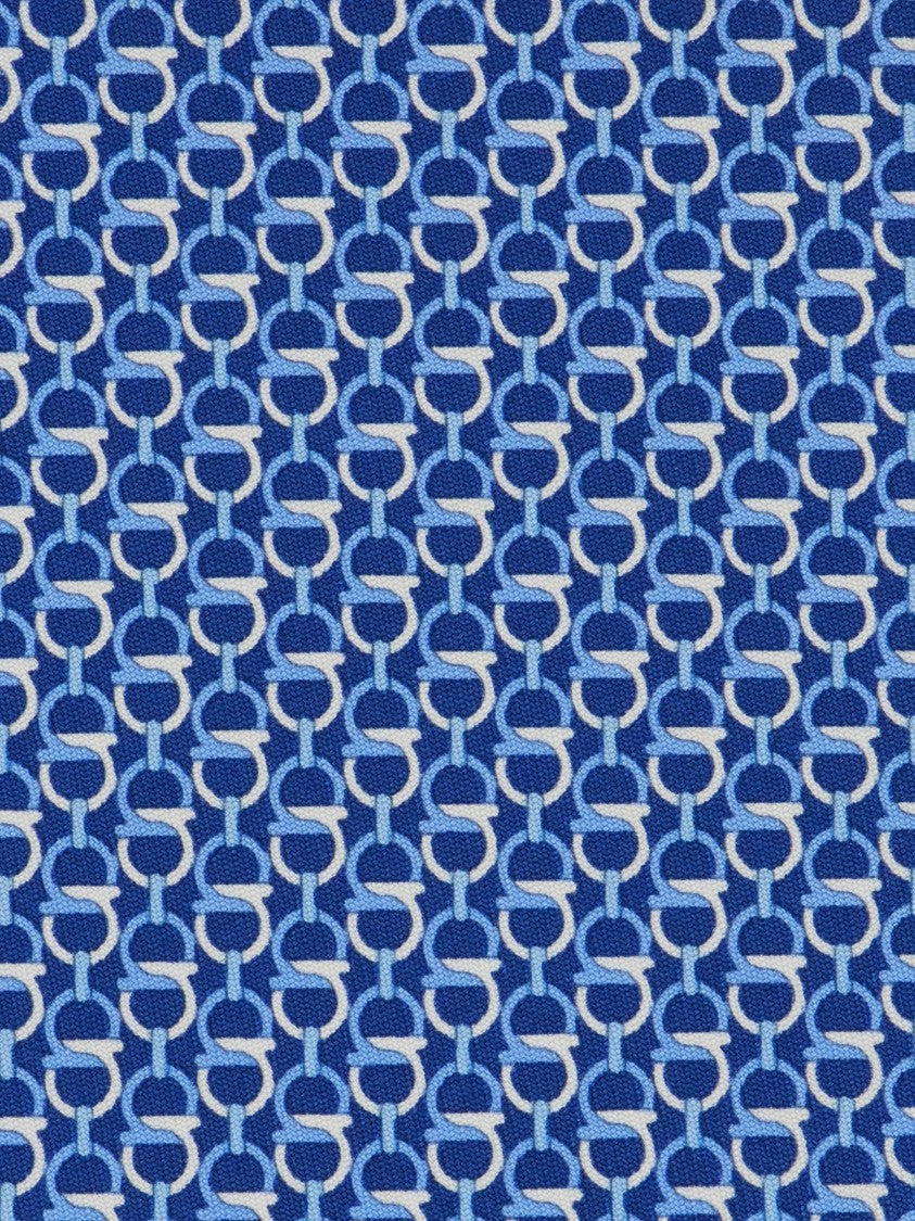 Ferragamo Geometric Pattern Tie In Blue With Smooth Texture