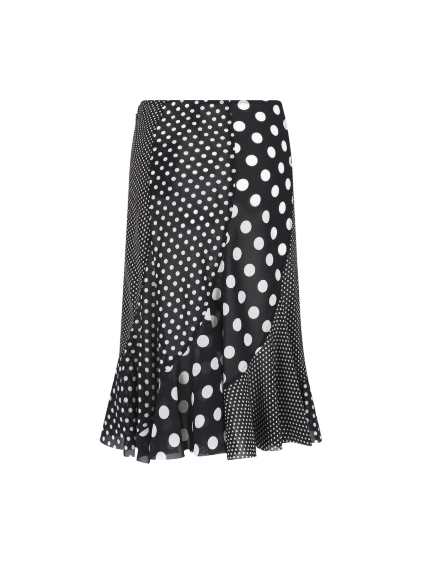 Junya Watanabe Black Polka Dot Patchwork Ruffled Skirt