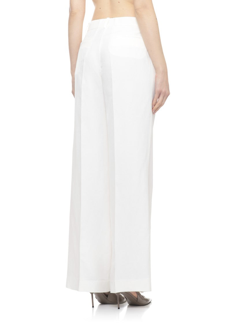 Parosh Ivory Raisa26 Linen-Blend Chino Pants
