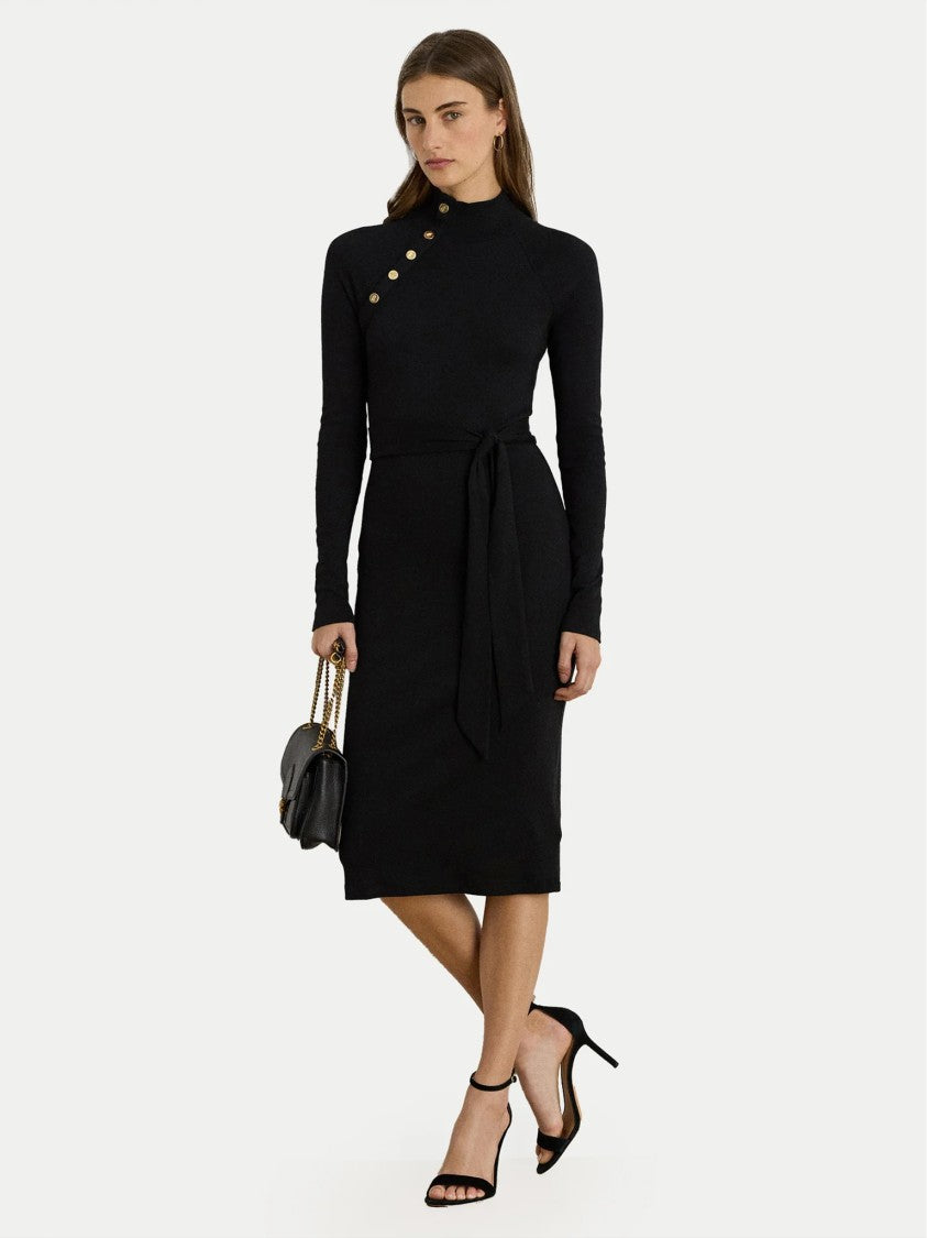 Lauren Ralph Lauren Fitted Black Long Sleeve Dress