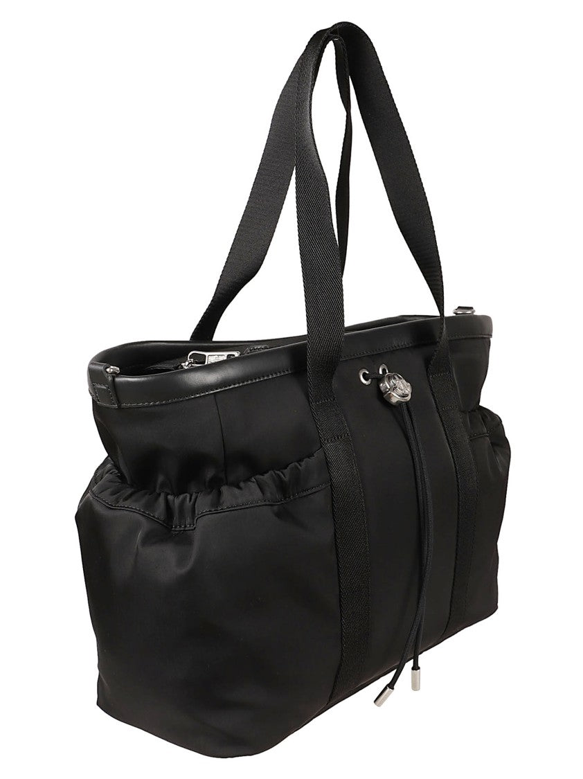Moncler Kids Dual-Handled Black Tote Bag With Drawstring And Metallic Accent