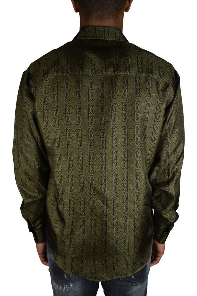 Roberto Cavalli Silk Shirt With Monogrammed Rc Print