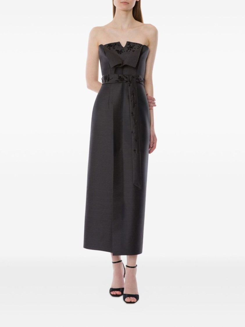 Alberta Ferretti Strapless Midi Dress With Folded Neckline