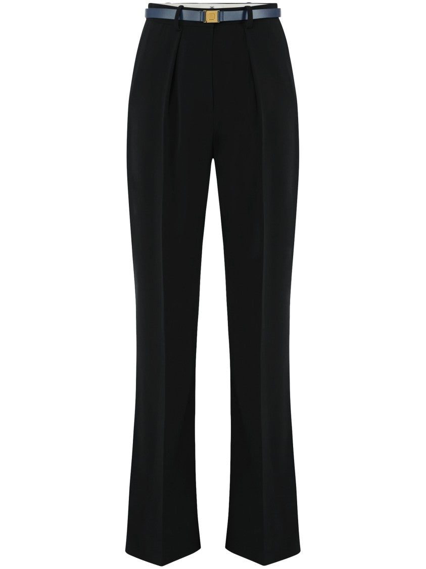Elisabetta Franchi High-Waisted Tailored Trousers With Wide-Leg Silhouette