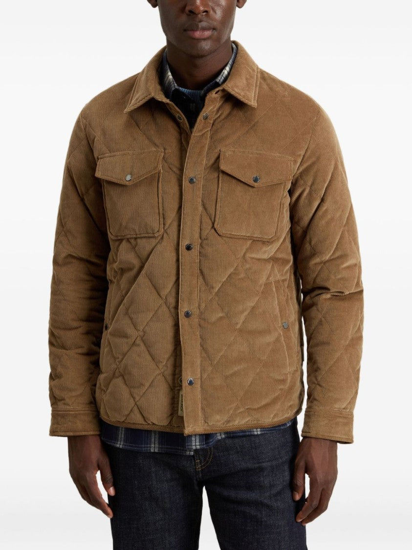 Woolrich Quilted Brown Corduroy Jacket With Classic Collar
