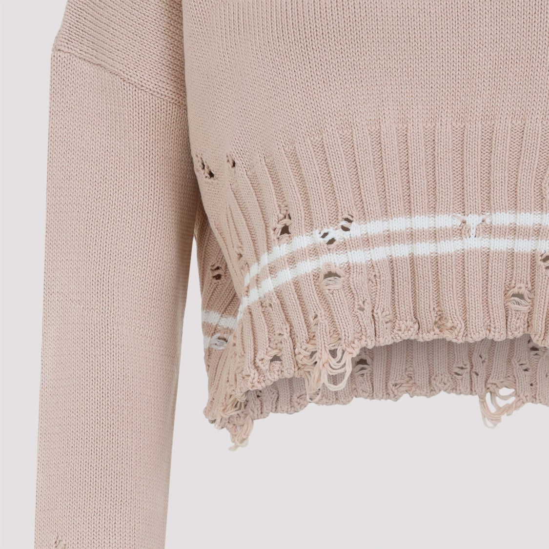 Marni Round Neck Beige Cotton Pullover