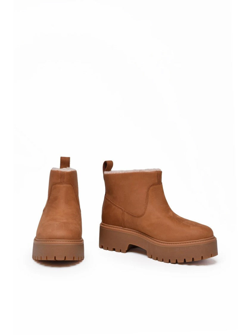 Timberland Brown Chunky Sole Plush Lined Leather Boots