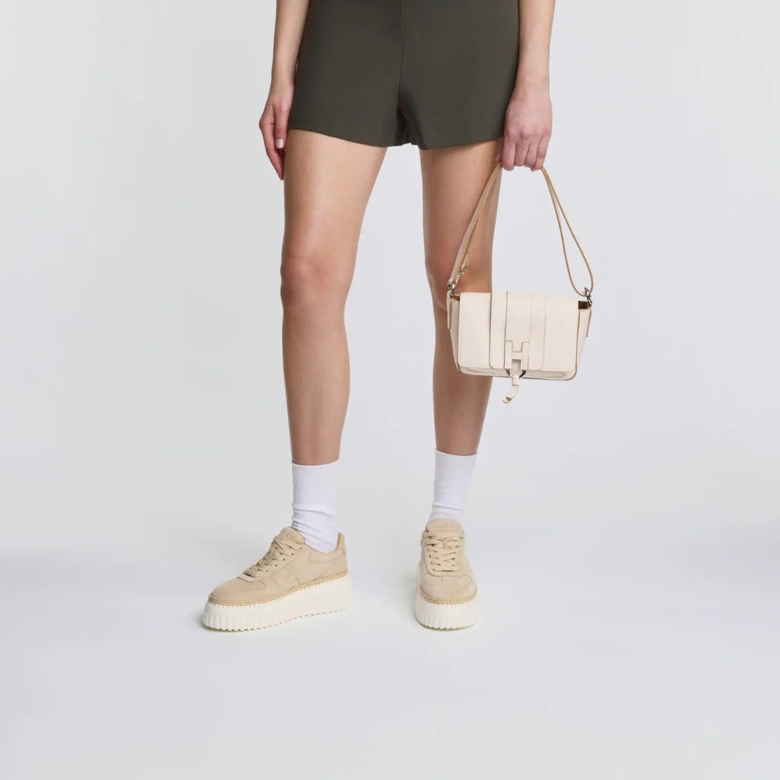 Hogan Light Biscuit H710 H-Stripes Basket Sneakers