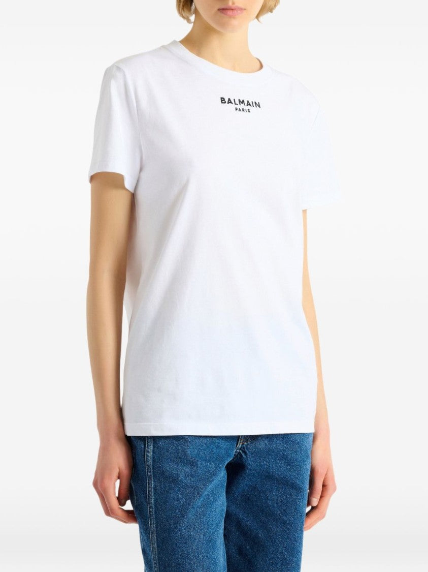 Balmain White Straight Fit Balmain Paris T-Shirt
