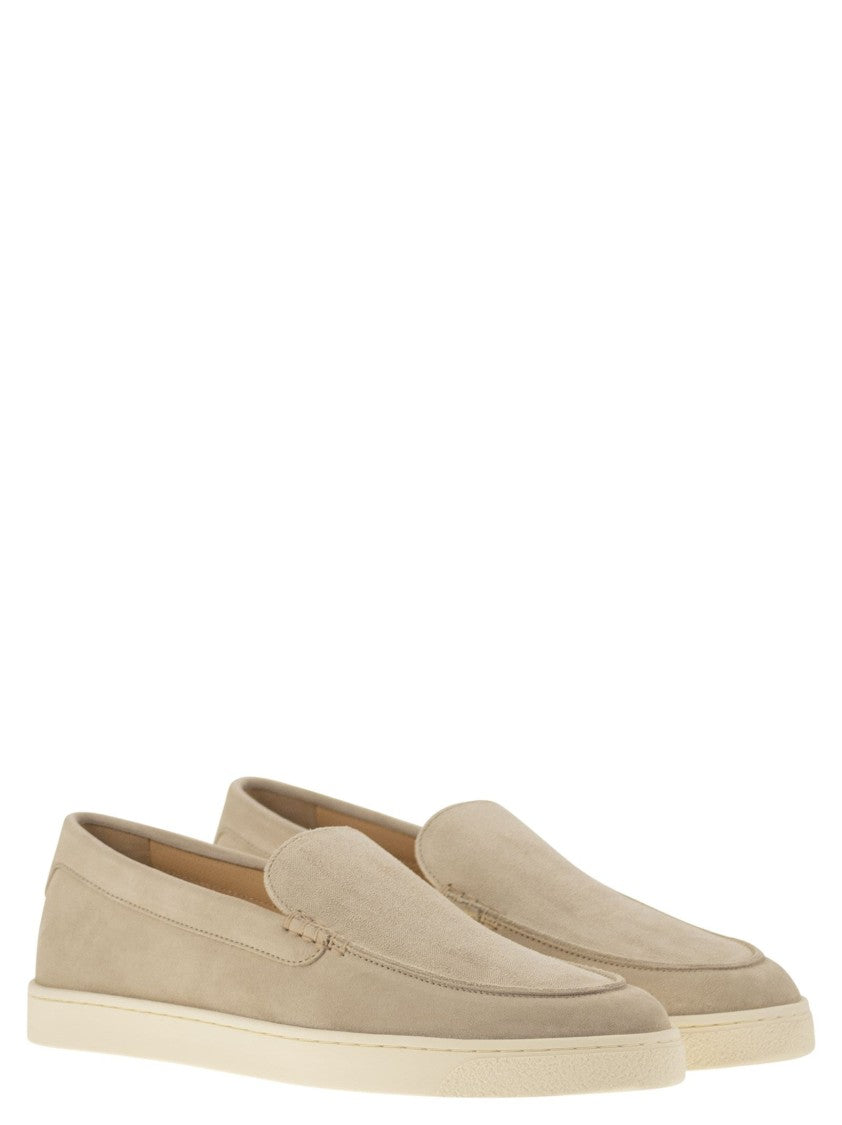 Brunello Cucinelli Chevron-Effect Suede Moccasins