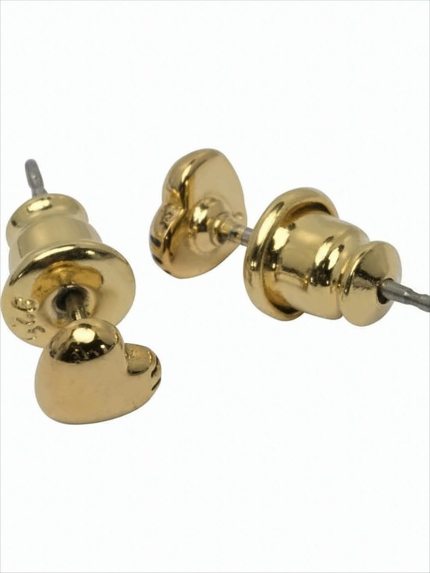 Humanmade Heart-Shaped Silver Stud Earrings With Polished Finish