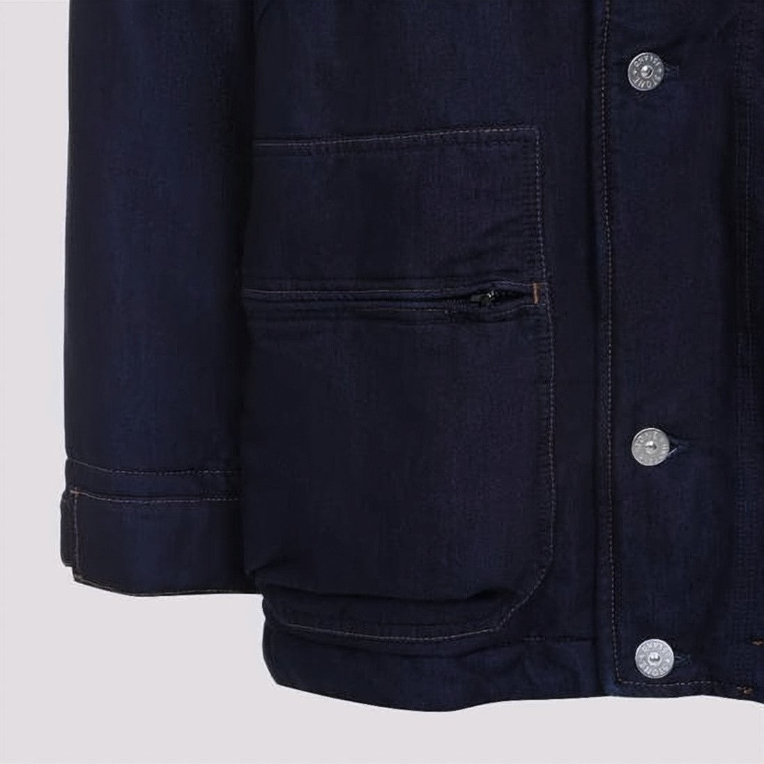 Stone Island Navy Padded Jacket With Structured Collar And Detachable Hood