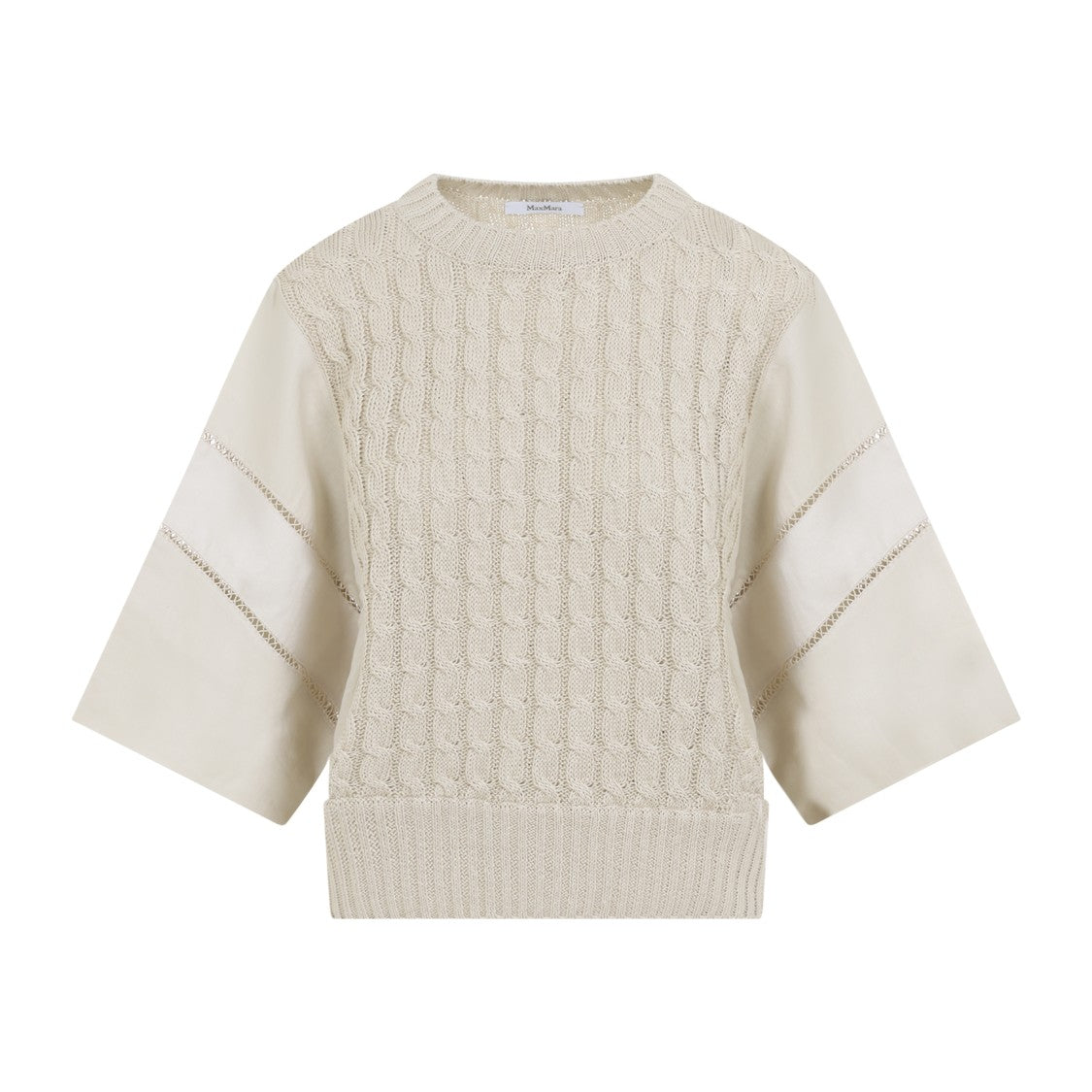 Max Mara Cable Knit Sweater With Openwork Sleeve Detail