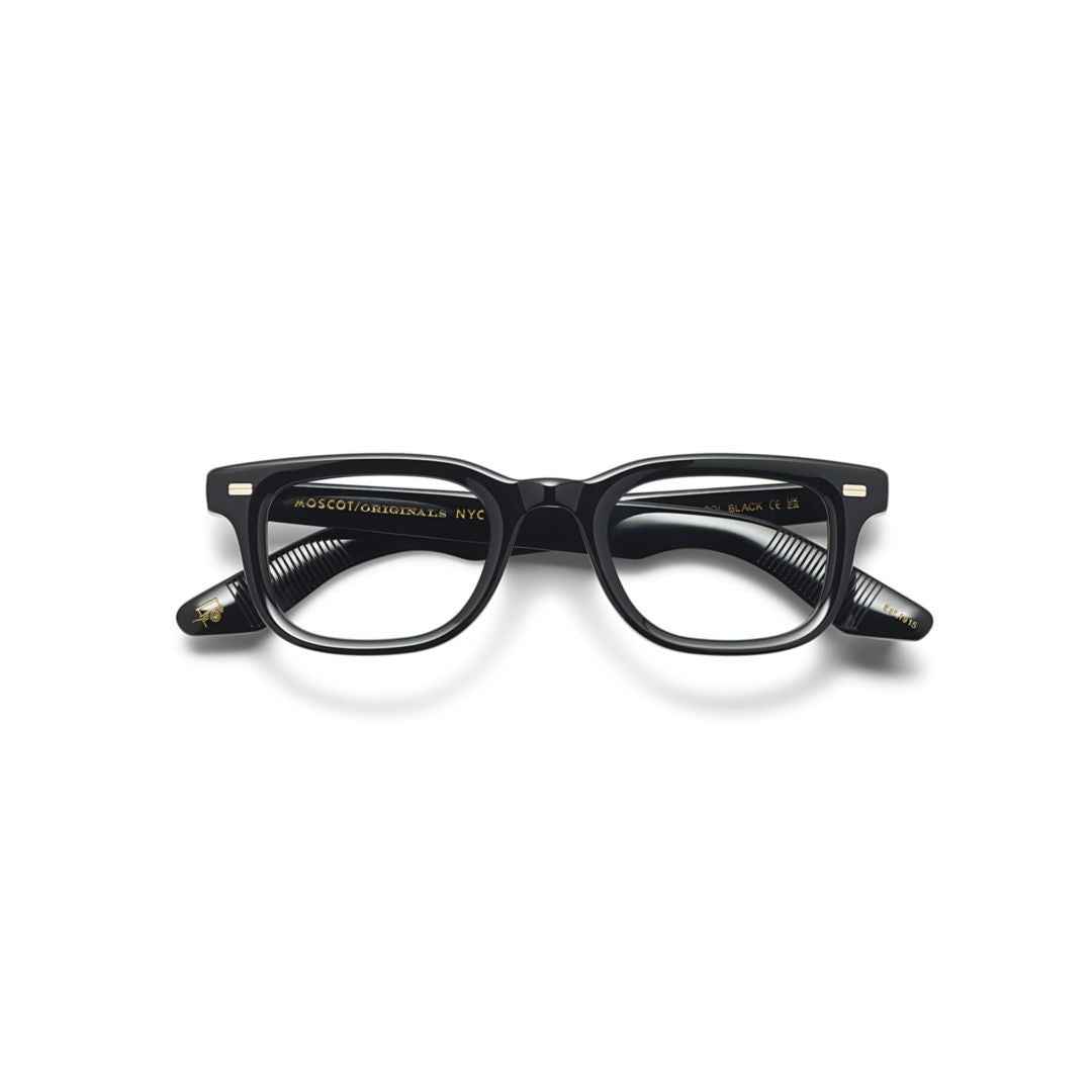 Moscot Or-Klt-O Klutz Glossy Black Rectangular Eyeglasses With Silver Accents