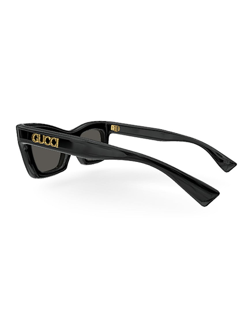 Gucci Angular Black Frame Sunglasses With Glossy Finish