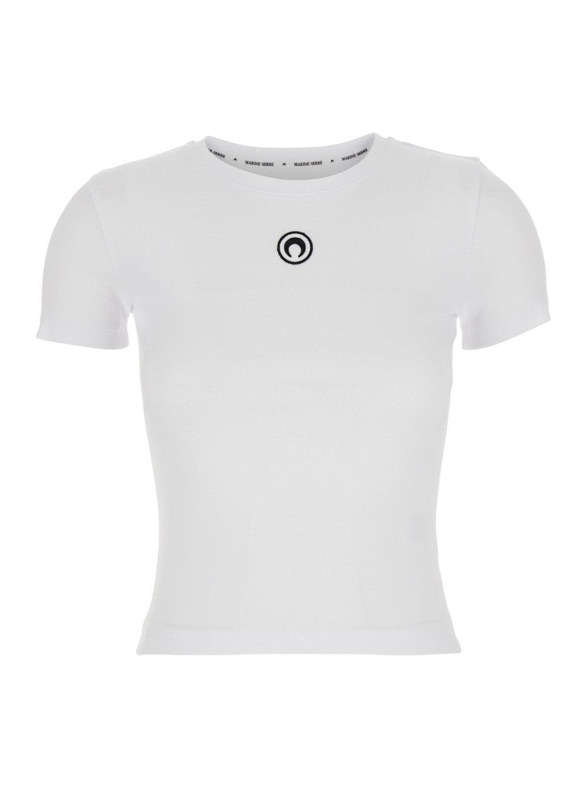 Marine Serre White Fitted Short-Sleeved T-Shirt