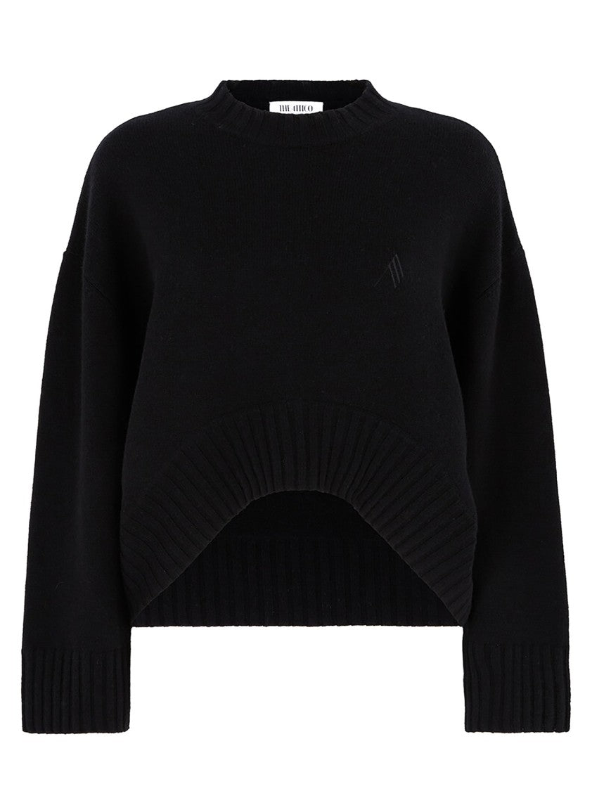 The Attico Cropped Oversized Black Sweater